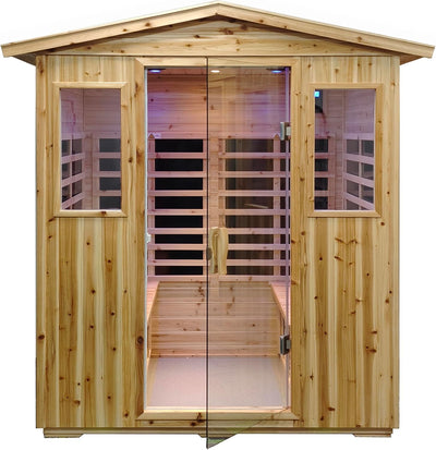 Garner Outdoor Sauna 4 Person, Far Infrared Sauna, Low EMF Sauna Room for Home, Low EMF Heaters | Chromotherapys | Bluetooth Speakers | Canadian Hemlock | 59.1 * 82.7 * 48.4