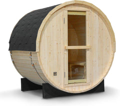 Barrel Sauna, Pinewood Outdoor Sauna for 2-4 People, 72X59 Inches