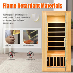 Far Infrared Sauna for Home 1 Person Hemlock Wood Dry Sauna Low EMF Heaters Panels Spa Indoor Sauna with Intelligent Control Panel 31.5 * 31.5 * 67In