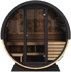 Model EE6G Sauna Barrel Ergo Elegance Series Sauna Barrel 63" L X 91" D Glass Front, 4-Person