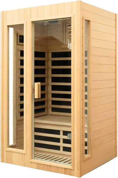 2 Person Infrared Sauna, Far Infrared Saunas for Home, Hemlock Wood Sauna Room, Low EMF Indoor Home Sauna Spa, 1500Watt, Bluetooth Speakers, Reading Lamps