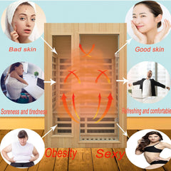 2 Person Infrared Sauna, Far Infrared Saunas for Home, Hemlock Wood Sauna Room, Low EMF Indoor Home Sauna Spa, 1500Watt, Bluetooth Speakers, Reading Lamps