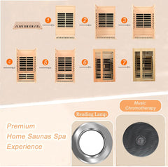 2 Person Infrared Sauna, Far Infrared Saunas for Home, Hemlock Wood Sauna Room, Low EMF Indoor Home Sauna Spa, 1500Watt, Bluetooth Speakers, Reading Lamps