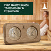 Sauna Thermometer and Hygrometer 2 in 1 - Fahrenheit & Celsius - Handmade from Canadian Red Cedar Wood - Luxurious Golden Metal Dials