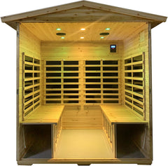 Garner Outdoor Sauna 4 Person, Far Infrared Sauna, Low EMF Sauna Room for Home, Low EMF Heaters | Chromotherapys | Bluetooth Speakers | Canadian Hemlock | 59.1 * 82.7 * 48.4